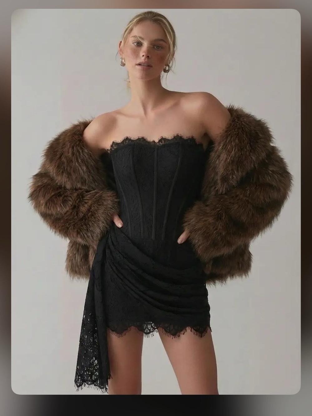 Cider LACE SCULPTURAL TUBE DRAPED BOBYCON MINI DRESS XS CR24-2 - Picture 2 of 5